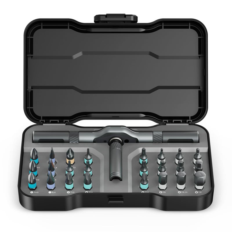 AMIR 24 in 1 Magnetic Screwdriver Set Mini Ratchet Screwdriver Set Precision Repair Tool Kit with DIY Detachable Ratchet Handle Multi Bit 24 in 1 DIY Screwdriver Kit - Image 2
