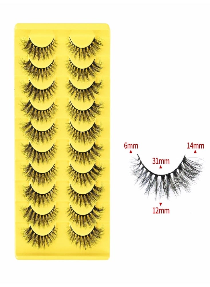 Fluffy False Eyelashes，Soft Curly Fake Lashes,Reusable Natural Curl False Eyelashes Ladies Party False Eyelashes for Make up (10 pairs) - Image 3