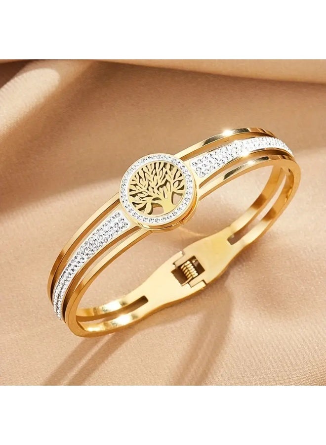 Goolsky Life Tree Bangle – Stainless Steel Jewelry, Tree of Life Motif, Daily Wear/Retro Style, Anti-Tarnish, Unisex Friendly - Image 1