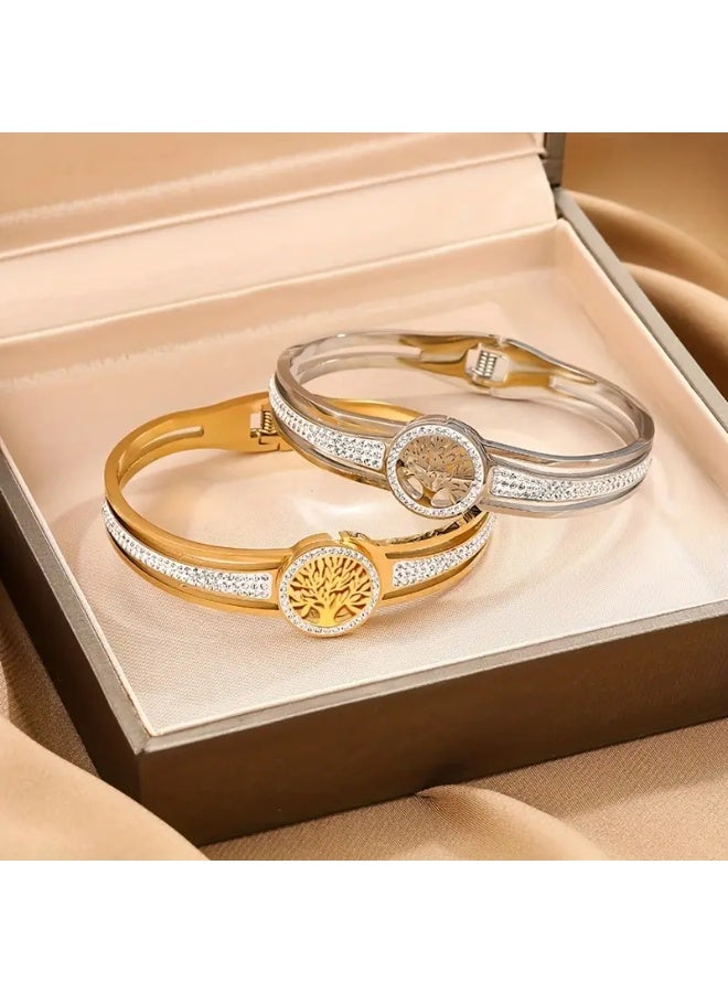 Goolsky Life Tree Bangle – Stainless Steel Jewelry, Tree of Life Motif, Daily Wear/Retro Style, Anti-Tarnish, Unisex Friendly - Image 4