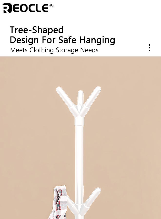 REOCLE Space-saving Coat Rack with Multiple Hooks Durable Plastic Free Standing Entrance Finisher Drying Rack Hang Clothes Hats Bags Suitable for Bedroom Living Room - Image 3