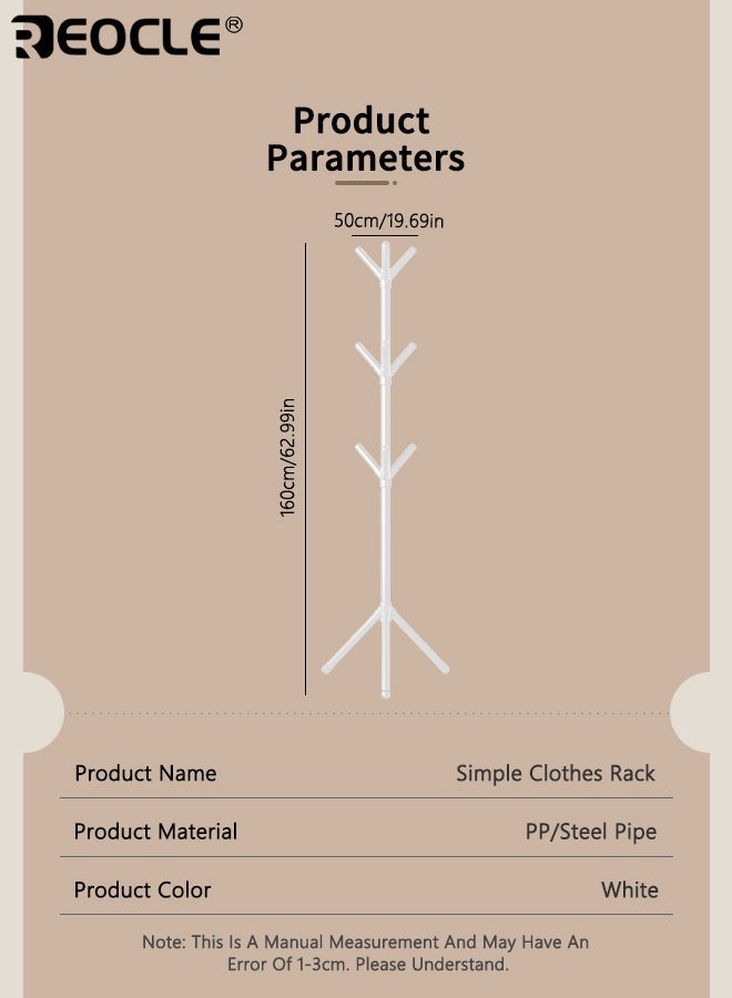 REOCLE Space-saving Coat Rack with Multiple Hooks Durable Plastic Free Standing Entrance Finisher Drying Rack Hang Clothes Hats Bags Suitable for Bedroom Living Room - Image 4