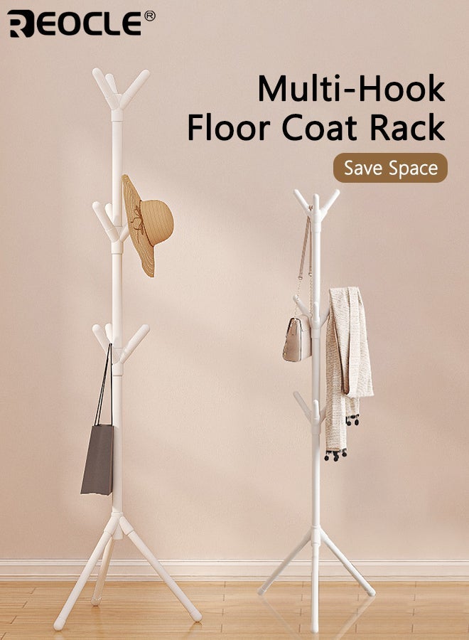 REOCLE Space-saving Coat Rack with Multiple Hooks Durable Plastic Free Standing Entrance Finisher Drying Rack Hang Clothes Hats Bags Suitable for Bedroom Living Room - Image 1