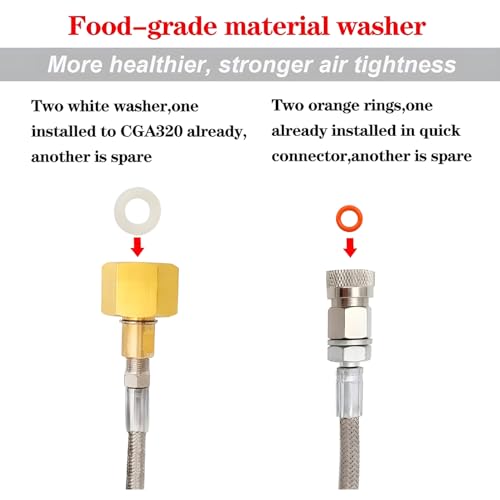VaVoger Soda Machine Co2 Adapter with High Pressure Stainless Steel External Hose, CGA320 Co2 Tank Direct Adapter to TR21-4 Soda Water Machine Compatible with Jet Aqua Fizz(36 inch) - Image 3