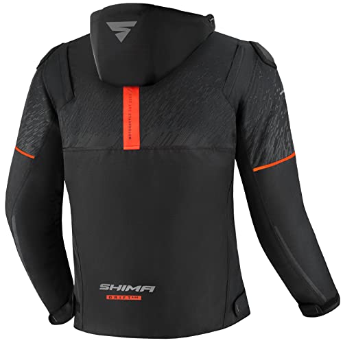 SHIMA DRIFT+ Waterproof Motorbike Jacket with Hood for Men - Lightweight Breathable Summer Mesh Mens City Biker Jacket with CE Back Shoulder Elbow Armor Pads Width Adjustment (Black, 3XL) - Image 2