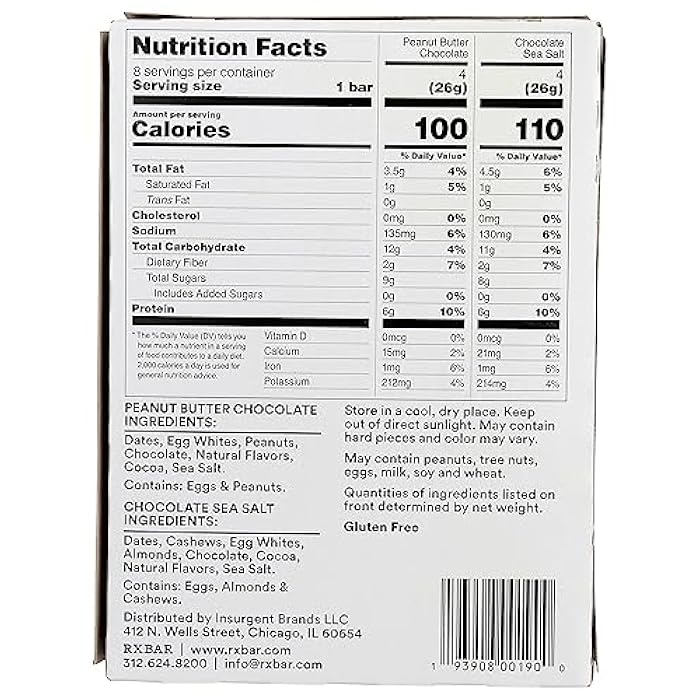 RXBAR بار بروتين RxBar ميني، زبدة الفول السوداني والشوكولاتة، شوكولاتة وملح البحر، كوشير، خالي من الجلوتين، 8 قطع، 7.36 أونصة (عبوة من 6)  - Image 2