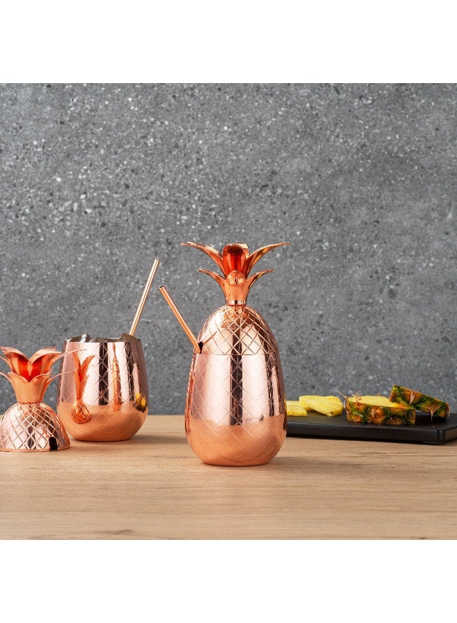 Restaurantware 16-OZ Pineapple Drink Tumbler: Perfect for Bars, Restaurants, and Catered Events - Copper Drink Cup with Silver Stainless Steel Interior Lining and Straw Slot - 1-CT - Image 4