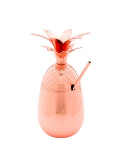Restaurantware Restaurantware-16-OZ Pineapple Drink Tumbler: Perfect for Bars, Restaurants, and Catered Events - Copper Drink Cup with Silver Stainless Steel Interior Lining and Straw Slot - 1-CT  - Image 2