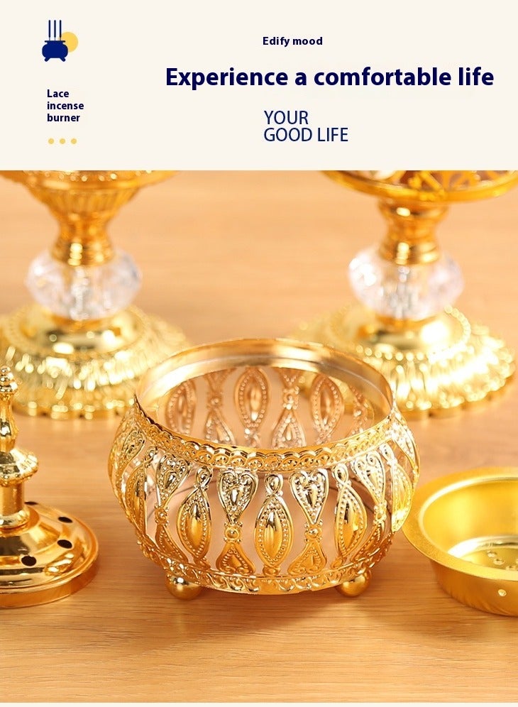 Bluejw حامل بخور عربي من الحديد الذهبي، مبخرة عود، مبخرة راتنج فرانكنسنس، هدية رقيقة لمناسبة الانتقال، الحفلات، أعياد الميلاد - Image 4