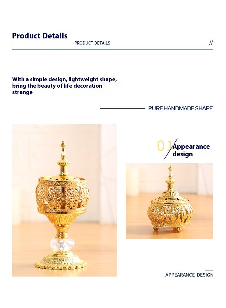 Bluejw حامل بخور عربي من الحديد الذهبي، مبخرة عود، مبخرة راتنج فرانكنسنس، هدية رقيقة لمناسبة الانتقال، الحفلات، أعياد الميلاد - Image 5