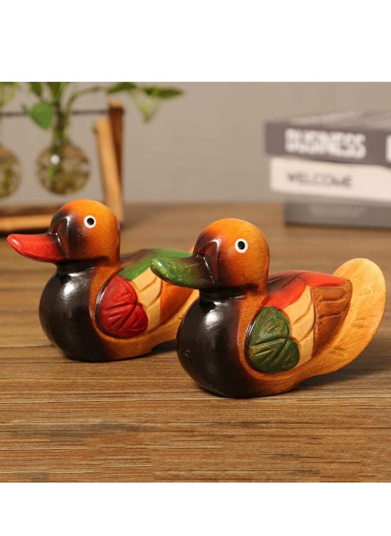 SYOSI - 1 Pair Dedicate Mandarin Duck Model Creative Wood Duck Handmade Decoration Craft Ornament for Wedding Party Anniversary Day - Image 1