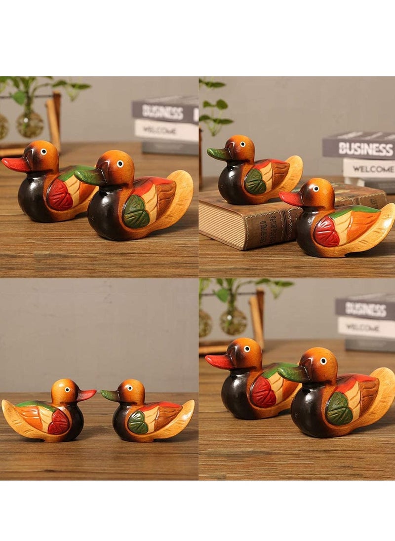 SYOSI - 1 Pair Dedicate Mandarin Duck Model Creative Wood Duck Handmade Decoration Craft Ornament for Wedding Party Anniversary Day - Image 1