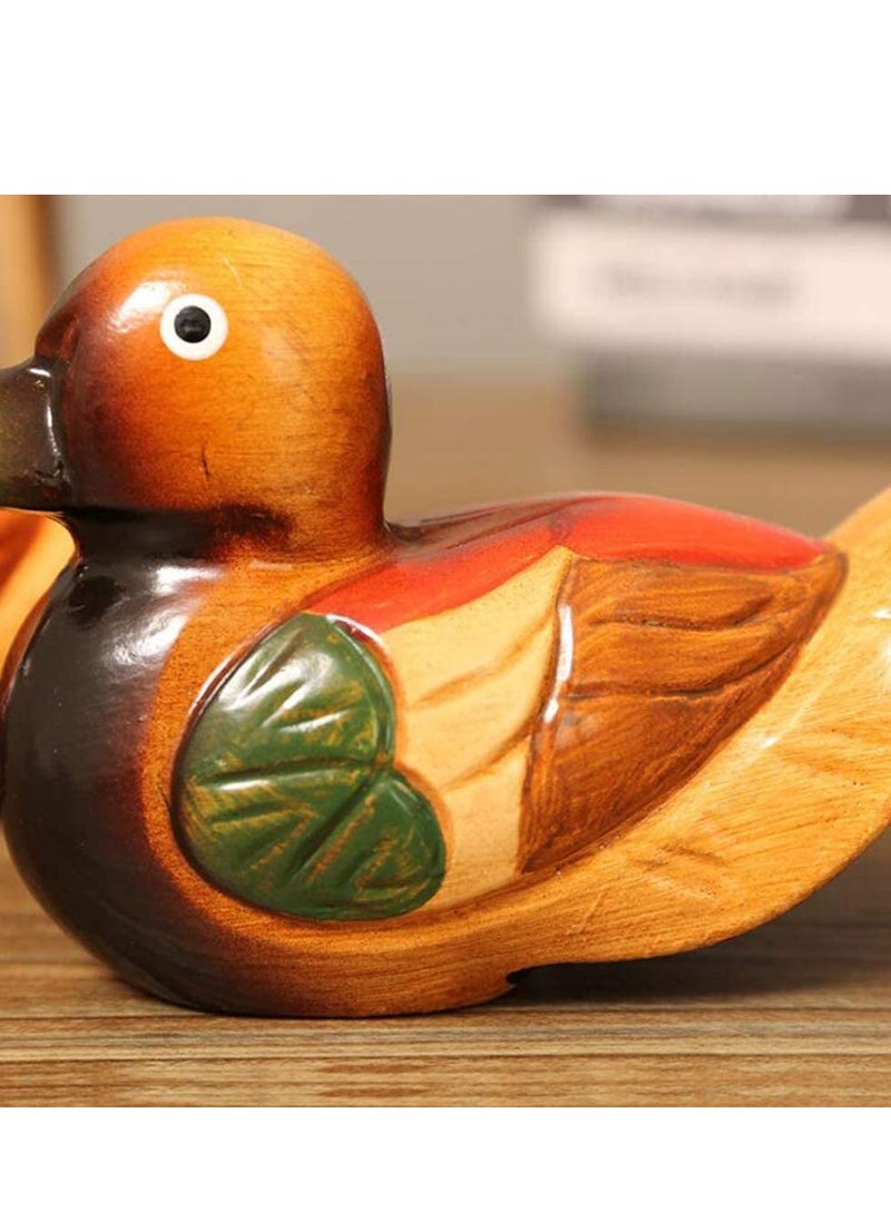 SYOSI - 1 Pair Dedicate Mandarin Duck Model Creative Wood Duck Handmade Decoration Craft Ornament for Wedding Party Anniversary Day - Image 1