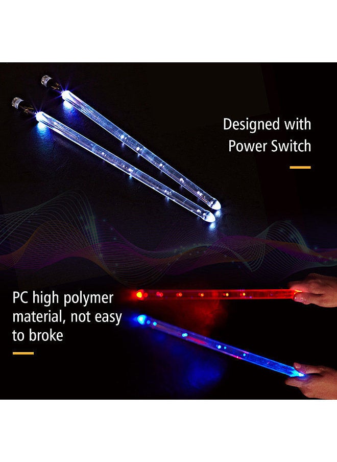 Generic - LED Light Up Drumsticks Jazz Drum Sticks 15 Gradient Colorful Lights USB Charging with ON/OFF Switch Drumstick Drum Set Accessories - Image 1