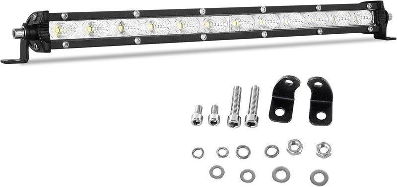 RIGIDON ريجيدون شريط LED 33 واط 60 سم، أضواء عمل صف واحد مصابيح كاشفة LED أمامية 12 فولت 24 فولت، أضواء كاشفة LED مقاومة للماء للطرق الوعرة شاحنة جرار سيارة 4x4 SUV قارب، 6000K ضوء ضباب LED تصميم عالمي - Image 1