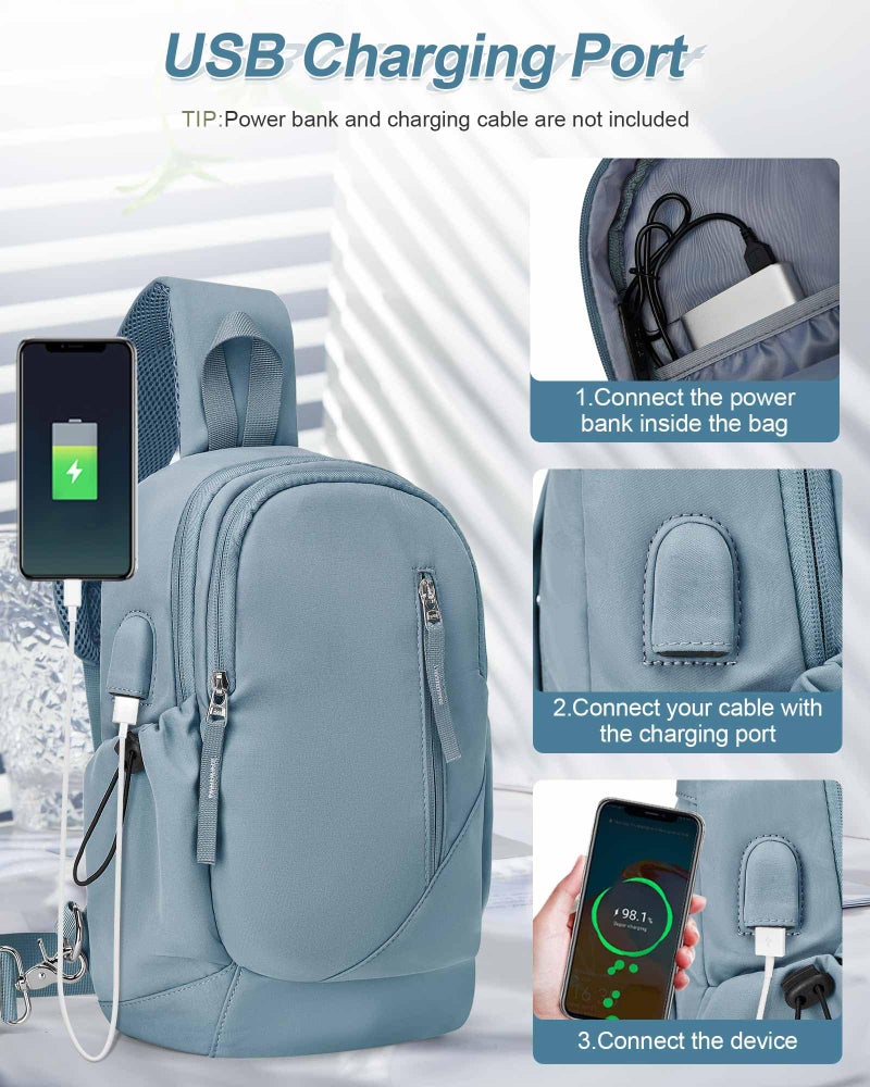 SEAFEW Sling Backpack bag for Men Women, Chest Shoulder Backpack Crossbody Bags, Mini Anti Theft One Strap Motorcycle Backpack Sling Chest Bag for Swimming Diving Outdoor Sports Blue - Image 4