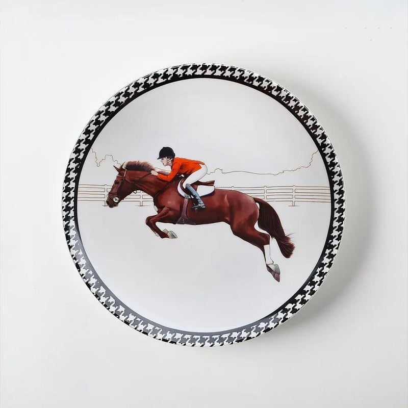VITELLI DESIGN STUDIO Equestrian Red Jacketed 25 Cm Porcelain Plate - Image 1