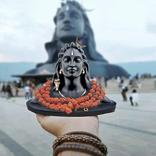 JD FRESH 4.5 Inch Adiyogi Statue with Rudraksh Mala/Resin Car Dashboard Idols/Lord Shiva for Pooja/Shivratri Gift/Decor/Shiv Murti/Mahadev Statues/Decorative Items for Home/Office(Black) - Image 1
