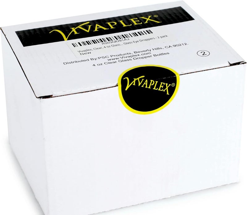 Vivaplex Clear 4 oz Glass Bottles with Glass Eye Droppers  2 pack - Image 2