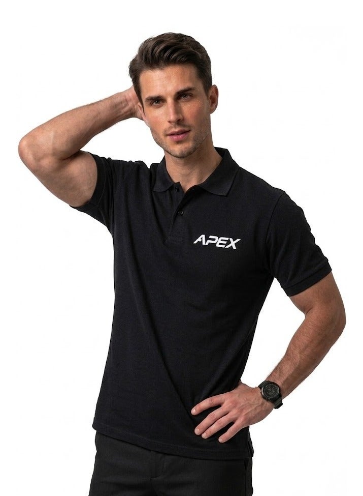 أبيكس تيشرت بولو رجالي كلاسيكي من أبكس (APEX) – قطن مريح ومسامي – لون أسود فخم - Image 2