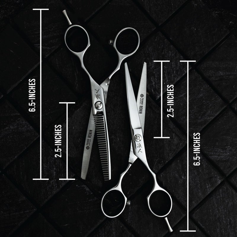 Tokko Ronin Hair Cutting Shears Set by Tokko Katana, Professional Scissor Kit, 6.5" Sharp Stainless Steel Regular & Thinning Haircut, Grooming Scissors for Barber, Hairdresser, Salon Professional, & DIY - Image 3