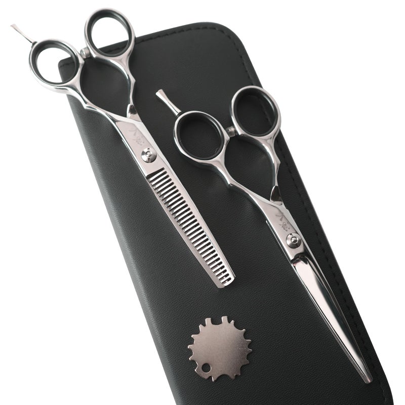 Tokko Ronin Hair Cutting Shears Set by Tokko Katana, Professional Scissor Kit, 6.5" Sharp Stainless Steel Regular & Thinning Haircut, Grooming Scissors for Barber, Hairdresser, Salon Professional, & DIY - Image 1