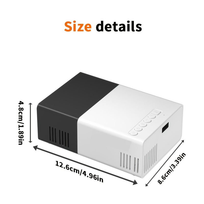 1080P Mini Portable Projector Black Remote Control Smart Home Theater Office Compatible USB AV iOS Android - Image 2