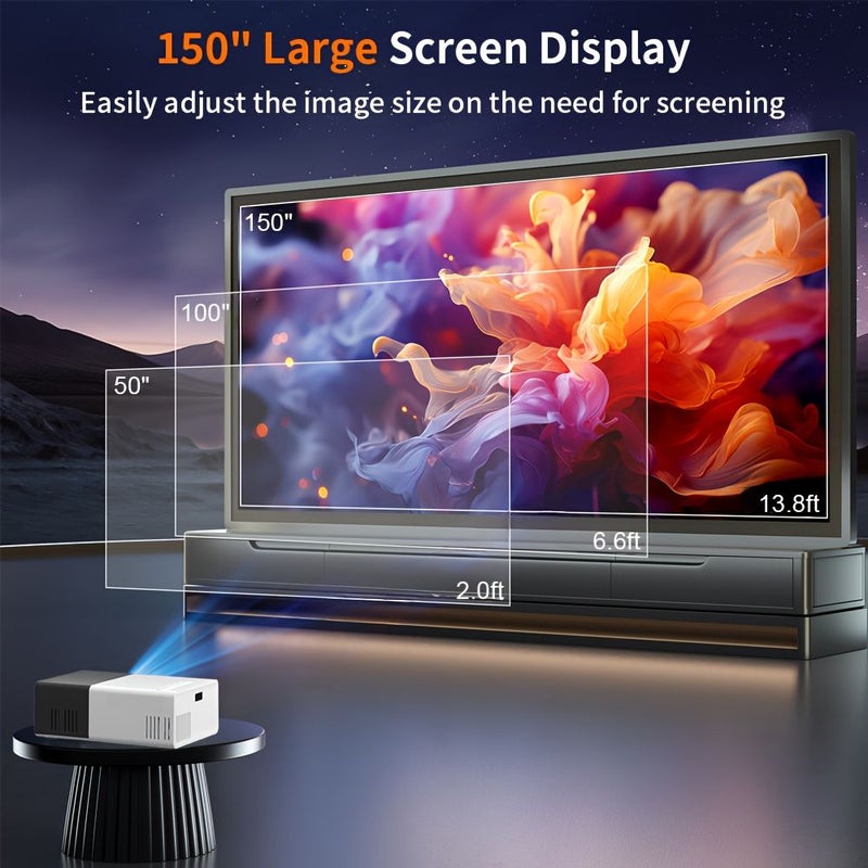 1080P Mini Portable Projector Black Remote Control Smart Home Theater Office Compatible USB AV iOS Android - Image 4