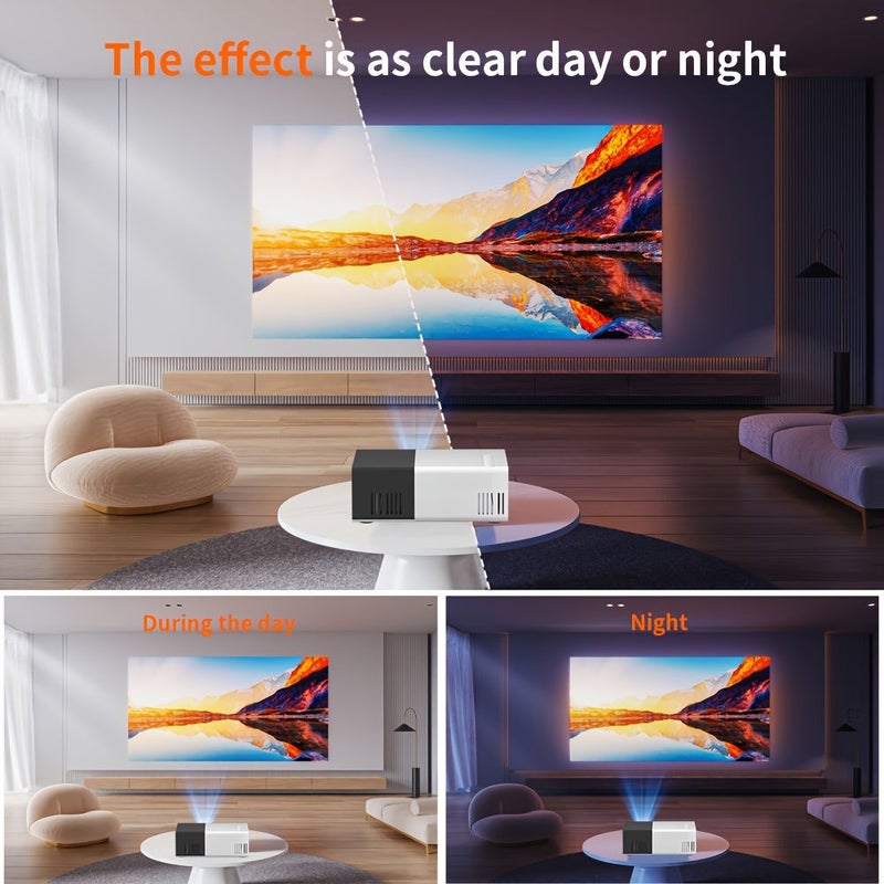 1080P Mini Portable Projector Black Remote Control Smart Home Theater Office Compatible USB AV iOS Android - Image 5