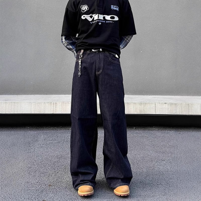 Unisex Classic Denim Jeans Loose Fit Daily Outdoor Wear - Image 3