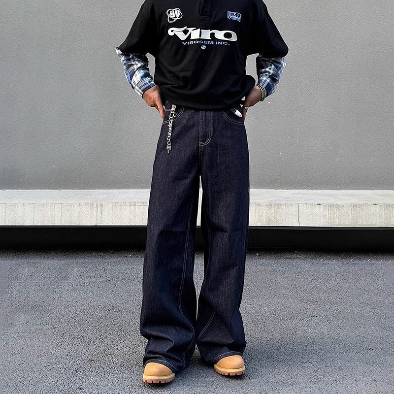 Unisex Classic Denim Jeans Loose Fit Daily Outdoor Wear - Image 1