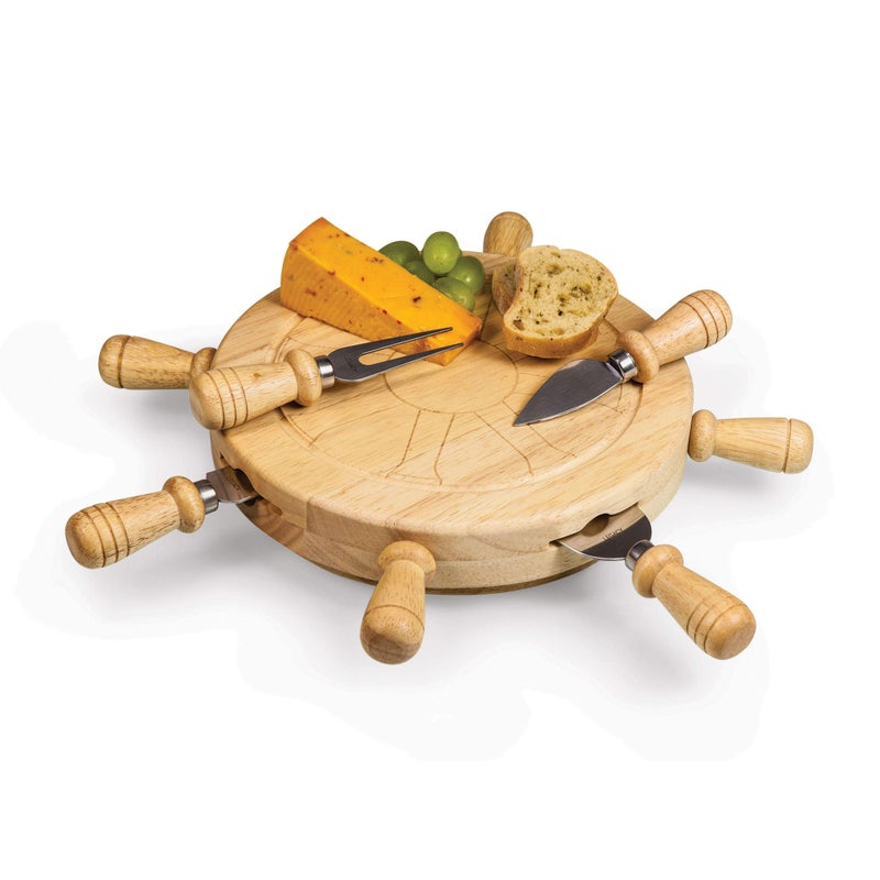 PICNIC TIME PICNIC TIME Mariner Lazy Susan Cheese Board and Tool Set - Charcuterie Board Set - Wood Cutting Board with Cheese Knives, (Parawood)  - Image 1
