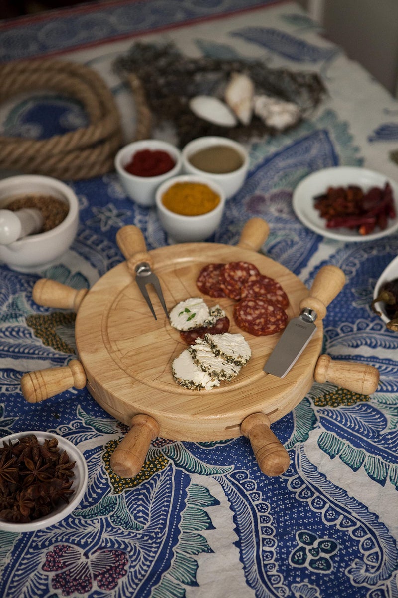 PICNIC TIME PICNIC TIME Mariner Lazy Susan Cheese Board and Tool Set - Charcuterie Board Set - Wood Cutting Board with Cheese Knives, (Parawood)  - Image 2