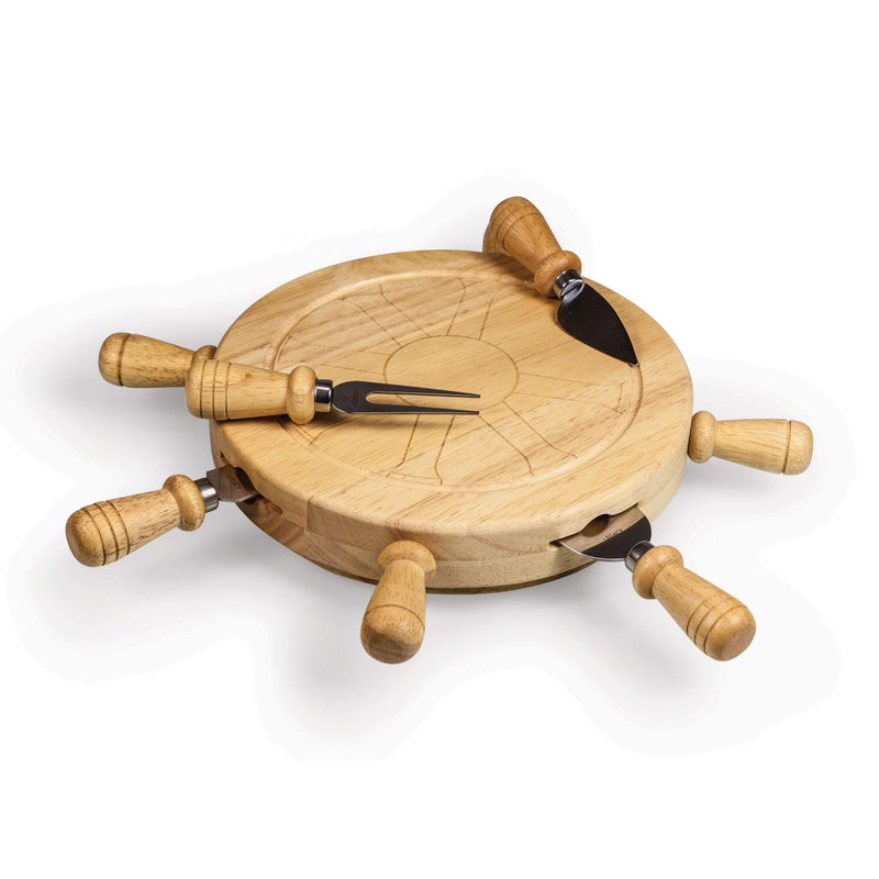 PICNIC TIME PICNIC TIME Mariner Lazy Susan Cheese Board and Tool Set - Charcuterie Board Set - Wood Cutting Board with Cheese Knives, (Parawood)  - Image 5