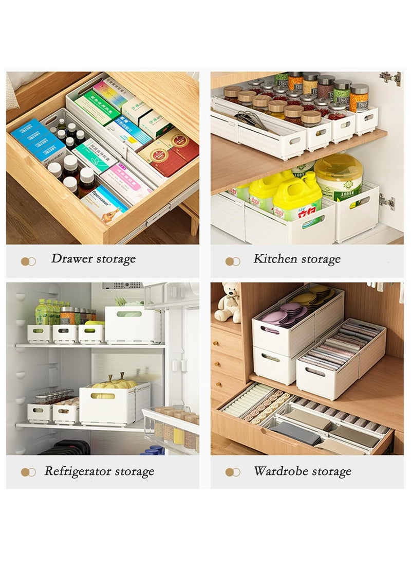 3 Pack Adjustable Expandable Large Capacity Plastic Drawer Organizer, Stackable Storage Box, Drawer Organizers Box, Wardrobe Clothes Organizers Bins, Kitchen Home Desktop Storage Box