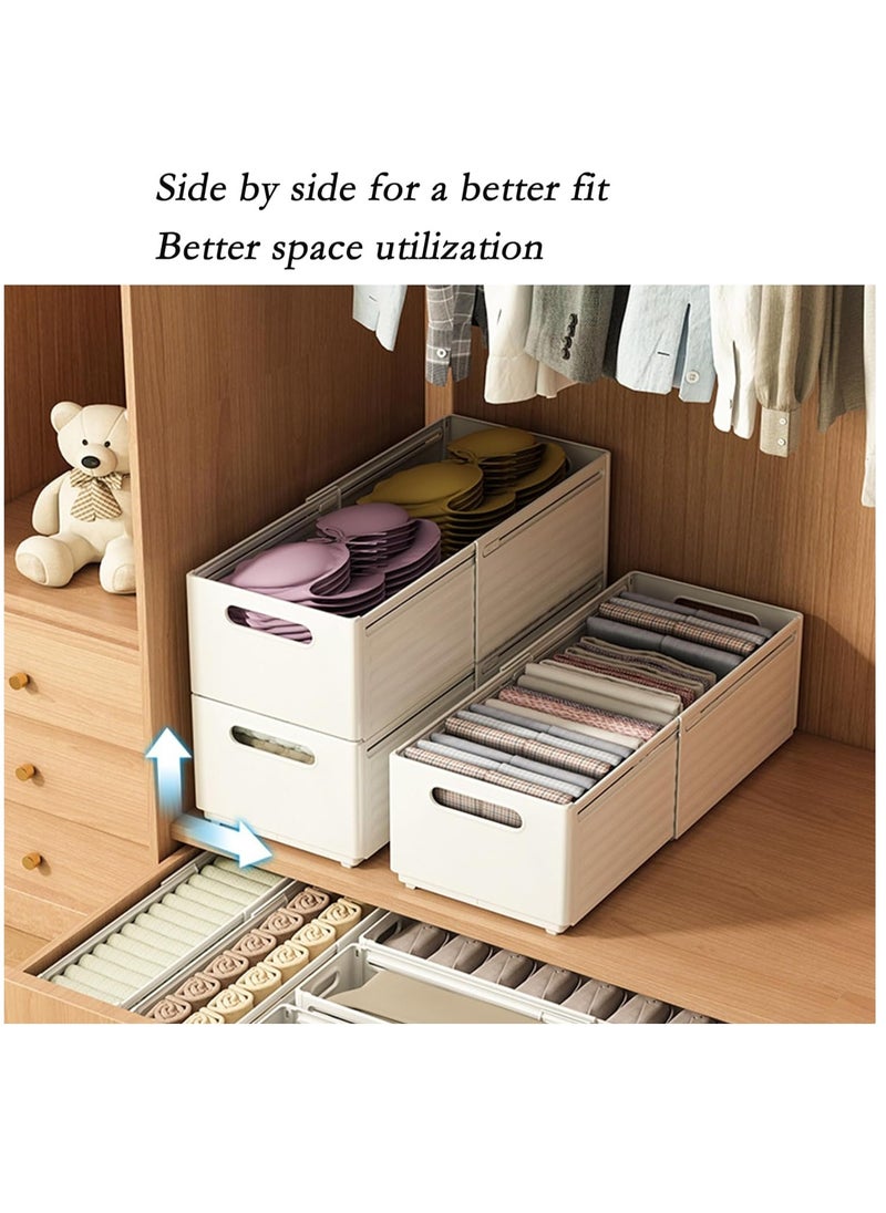3 Pack Adjustable Expandable Large Capacity Plastic Drawer Organizer, Stackable Storage Box, Drawer Organizers Box, Wardrobe Clothes Organizers Bins, Kitchen Home Desktop Storage Box