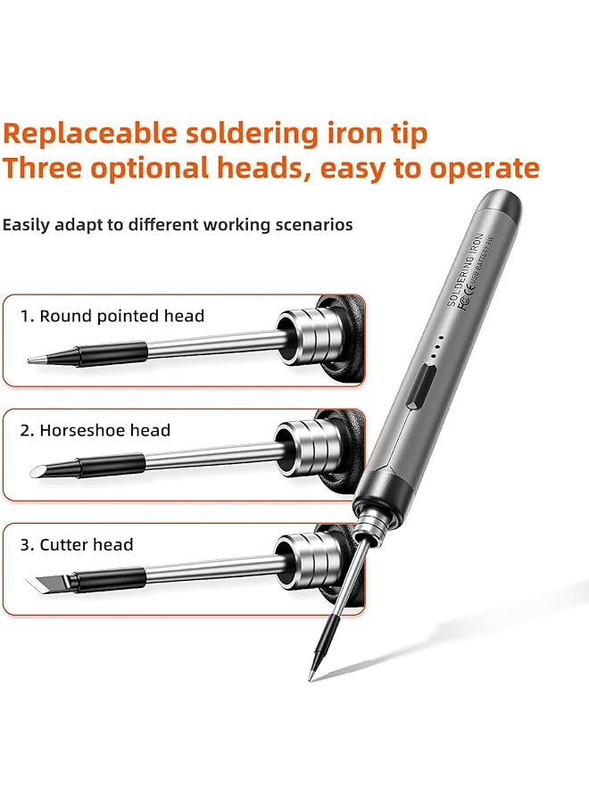 إيروريكس مكواة لحام لاسلكية قابلة لإعادة الشحن عبر USB محمولة بثلاث سرعات قابلة للتعديل درجة الحرارة حامل مكواة لحام من الراتنج مع علبة تخزين قلب تسخين مكواة لحام - Image 2