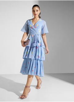 Frock and Frill Embellished Ruffles Midi Dress  - Image 1