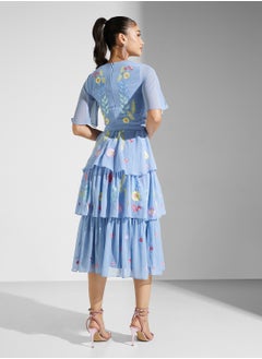 Frock and Frill Embellished Ruffles Midi Dress  - Image 2