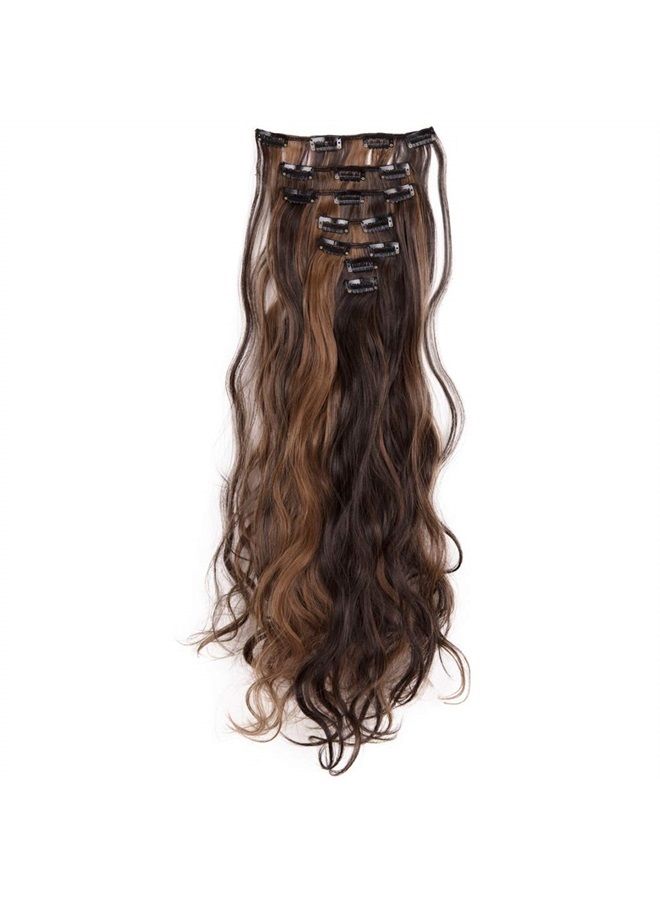 Lelinta 7Pcs 16 Clips 24 Inch Wavy Curly Full Head Clip in on Double Weft Hair Extensions - Image 1