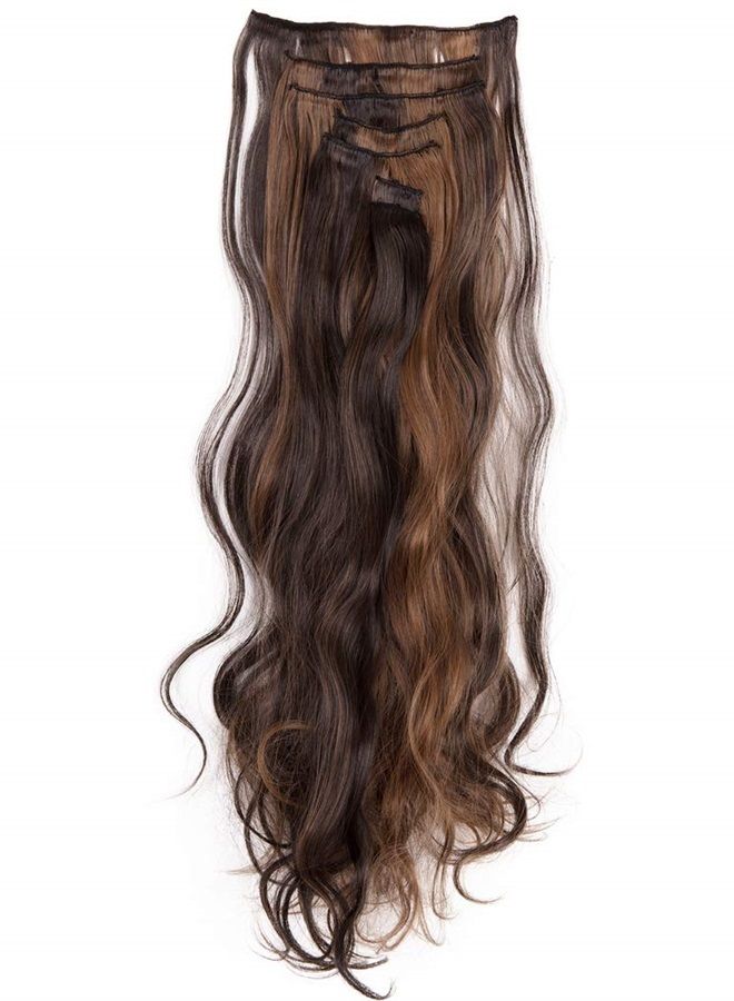 Lelinta 7Pcs 16 Clips 24 Inch Wavy Curly Full Head Clip in on Double Weft Hair Extensions - Image 3