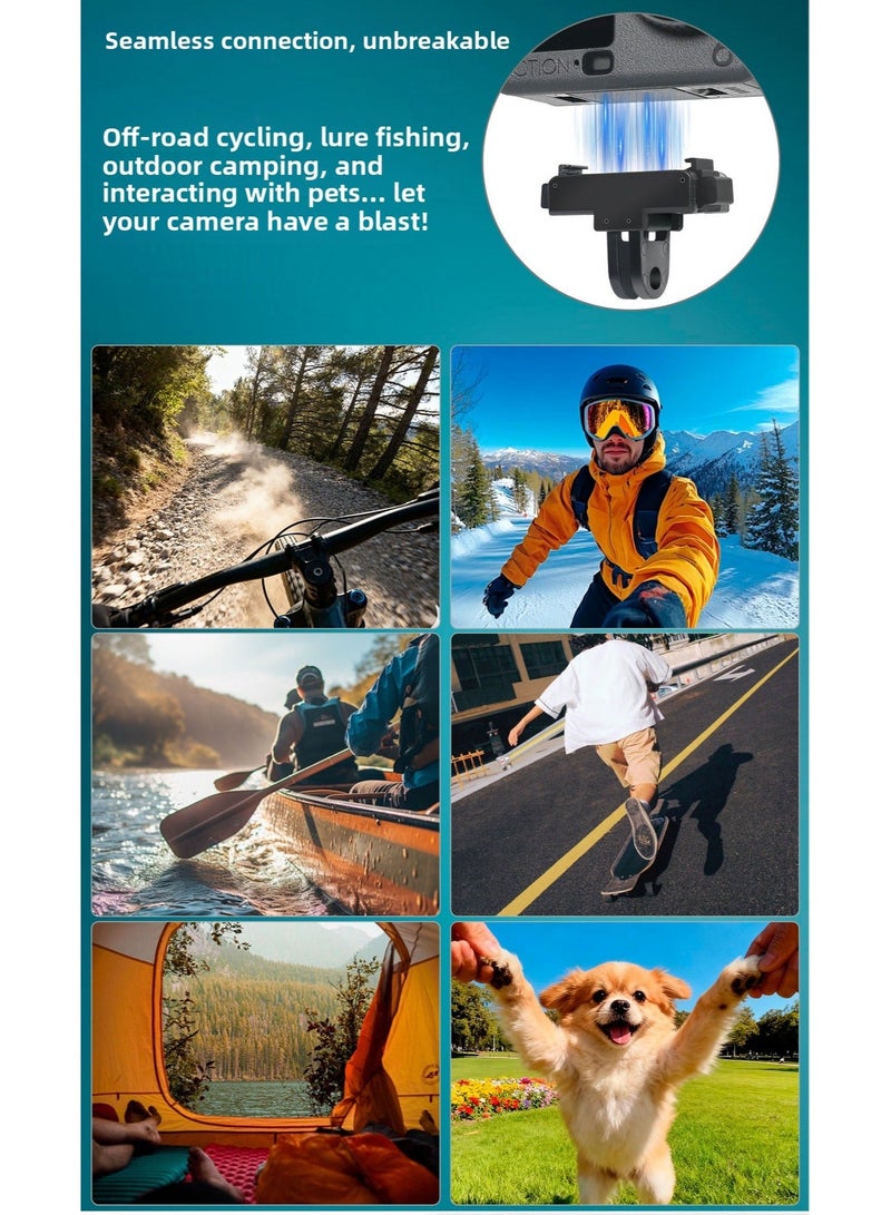 Magnetic Adapter Mount for Action Cameras – Foldable Quick-Release Connector with Dual Ports and Universal 1/4 Base for Flexible Shooting - Image 3