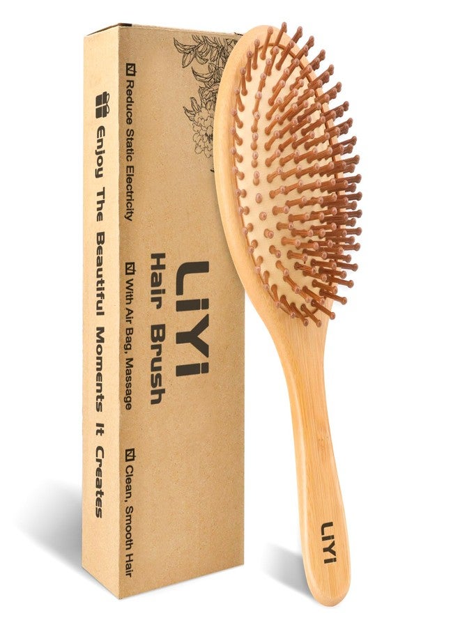 LIYI 100% Bamboo Hair Brush Paddle Hairbrush - Natural Bamboo Bristles for Detangling & Scalp Massage, Promotes Hair Growth, Comb for Women, Men & Kids, All Hair Types - Image 1