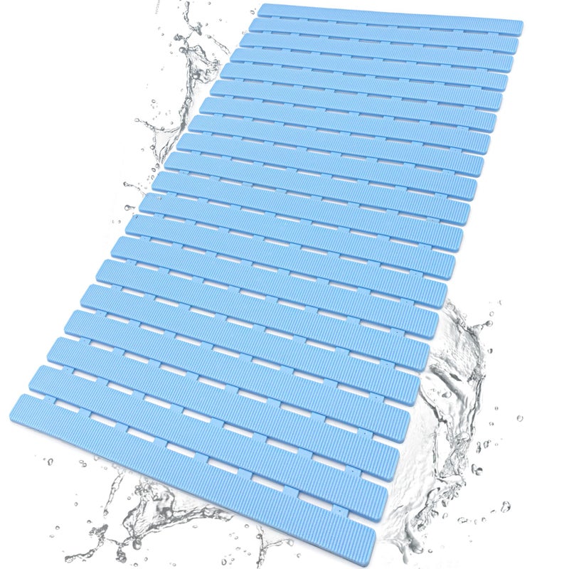 BEMISO BEMISO Shower Mat Non Slip Bathtub Mat with Suction Cups and Drain Holes 275 x157 Inch Bath Mat for Tub  ShowerEasy DryEasy to CutEcoFriendly