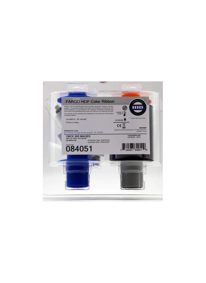 Fargo FARGO Ribbon 084051 - YMCKK Full-Color Ribbon for HDP5000 Printers, Dual-Sided Printing 