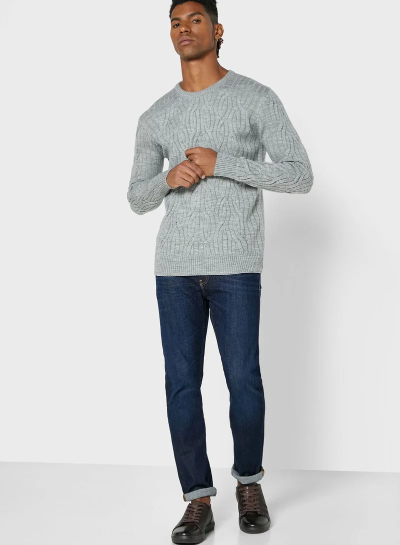 Robert Wood Crew Neck Cable Knit