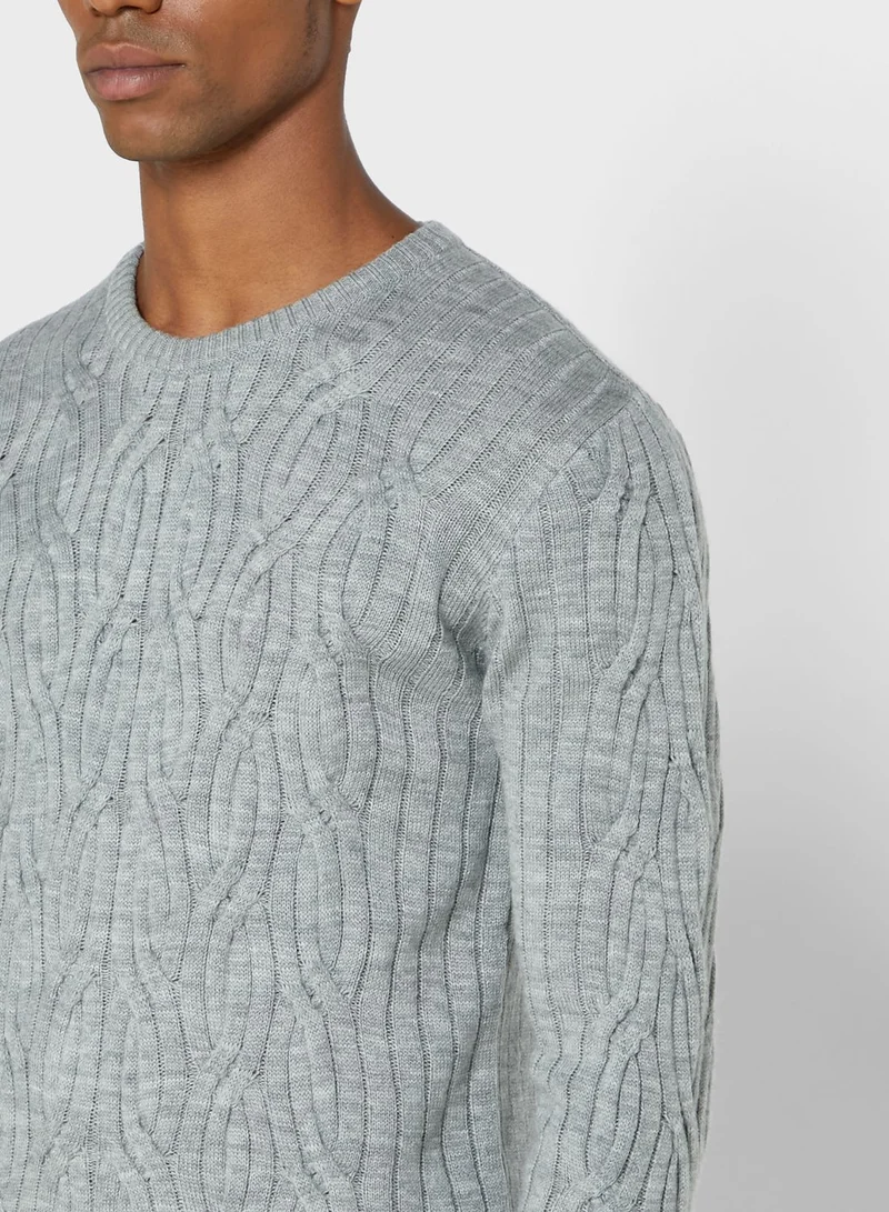 Robert Wood Crew Neck Cable Knit