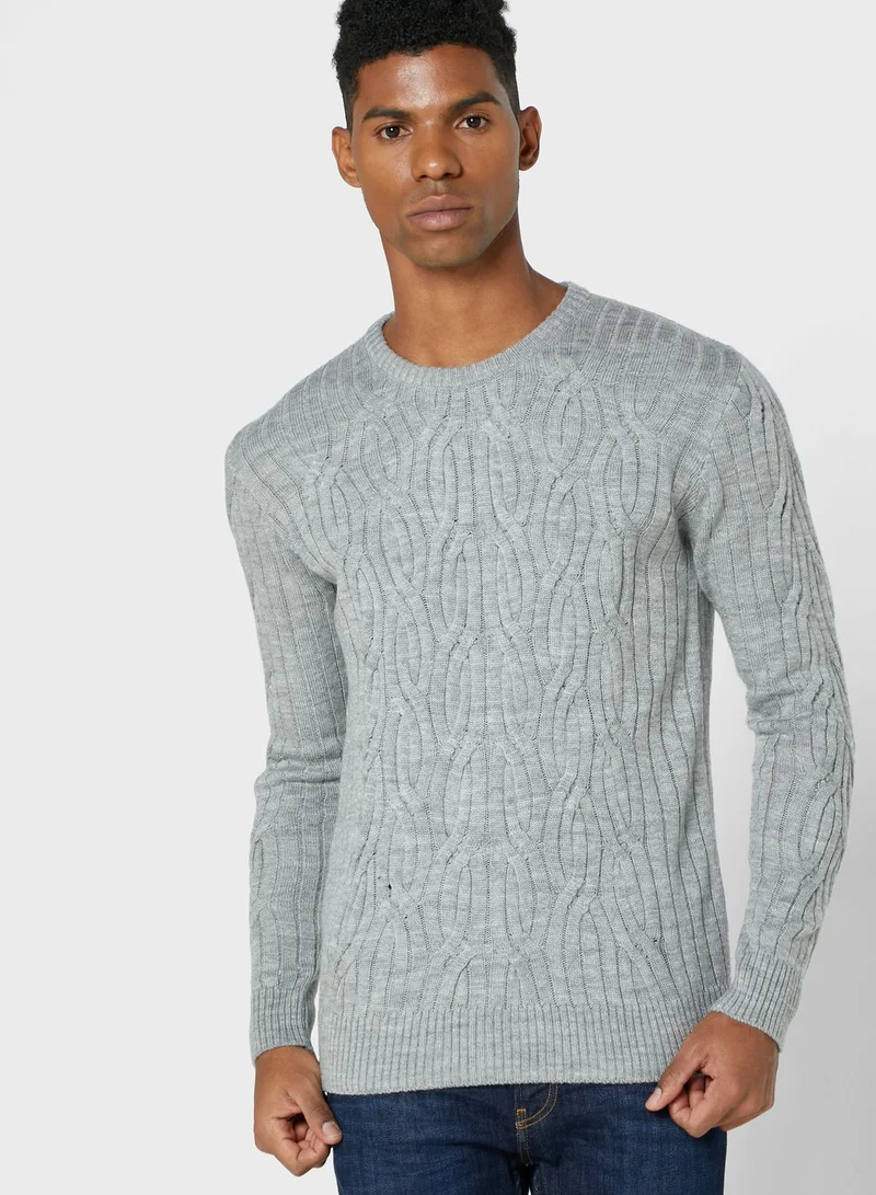 Robert Wood Crew Neck Cable Knit