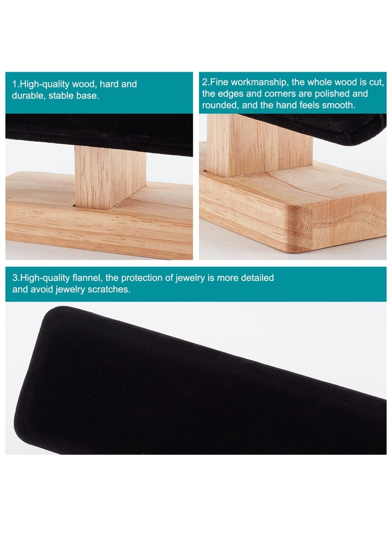 Wooden Watch Display Stand, Black Velvet T-Bar Bracelet Holder Jewelry Organizer Stand Removable Bangle Pendants Anklet Tower Rack for Home Use, Retail Display Selling (Black) - Image 4