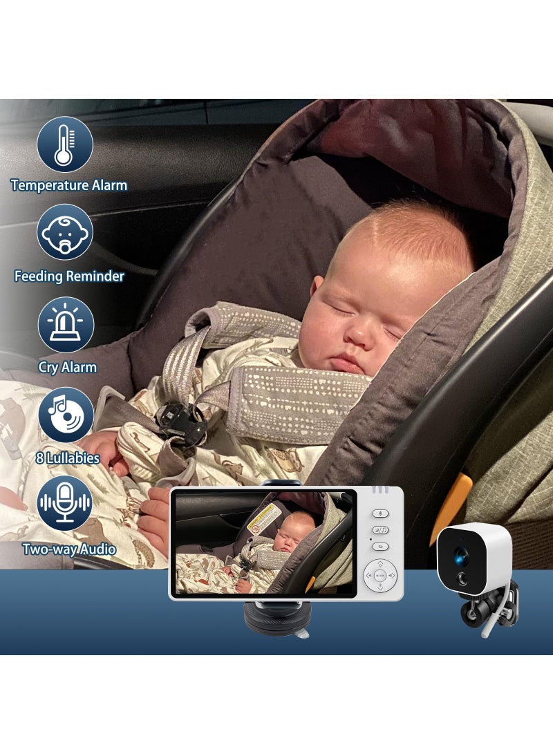 CoddleBaby Baby Car Mirror Camera with 5'' 1080P IPS Display, Night Vision, Wide View Backseat Camera for Rear-Facing Infant Car Seat - Image 2